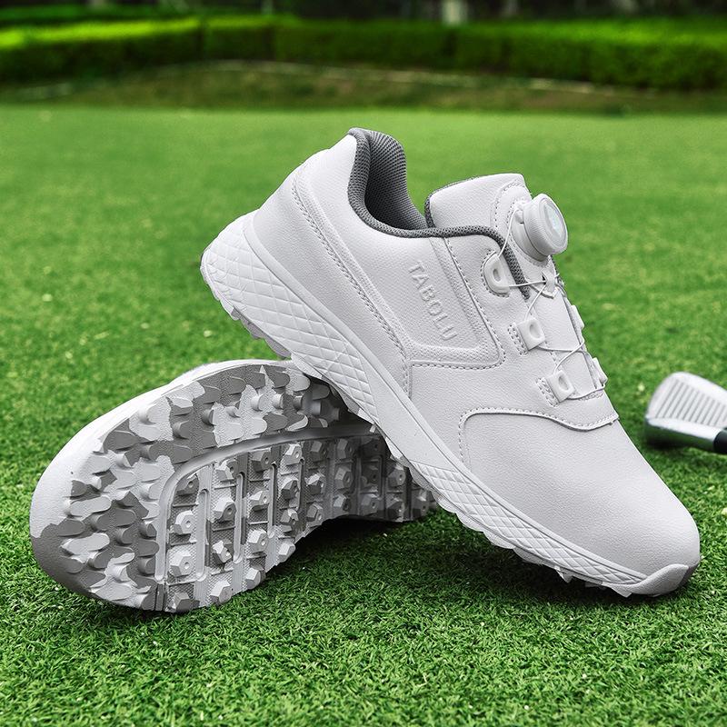 Golf Shoes Men and Women Couple Comfortable Waterproof Automatic Knob Telescopic Shoelaces Non-slip Fixing Nails Outdoor Sneakers