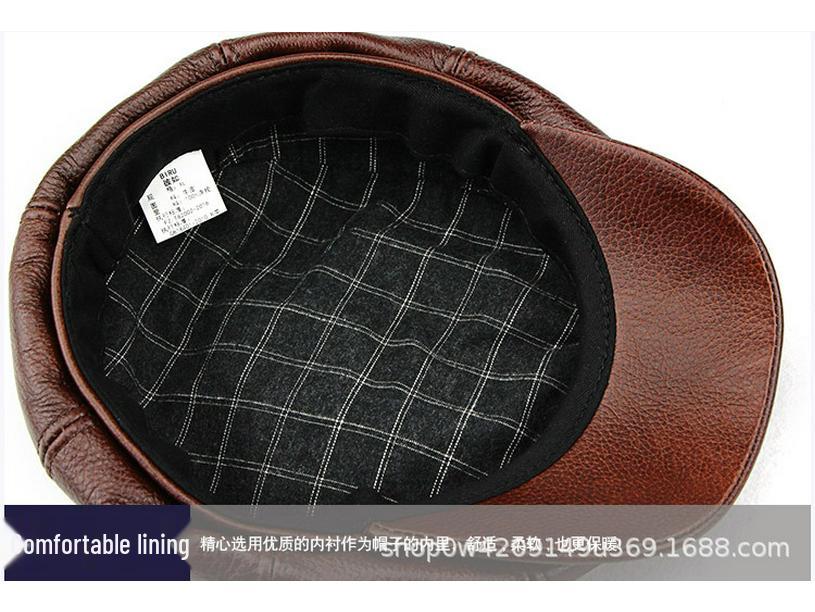 Jesienny Beret Chłopięcy z Prawdziwej Skóry - Modna Płaska Czapka Unisex