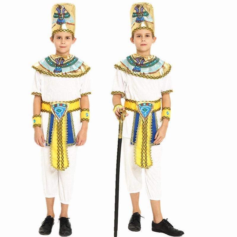 Carnival Kids Egypt Cosplay Costume King Pharaoh Adult Nile Boys Girls Party Gift Children Clothes