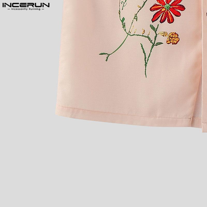 INCERUN Men Sleeveless Floral Print Button Casual Loose Tank Tops