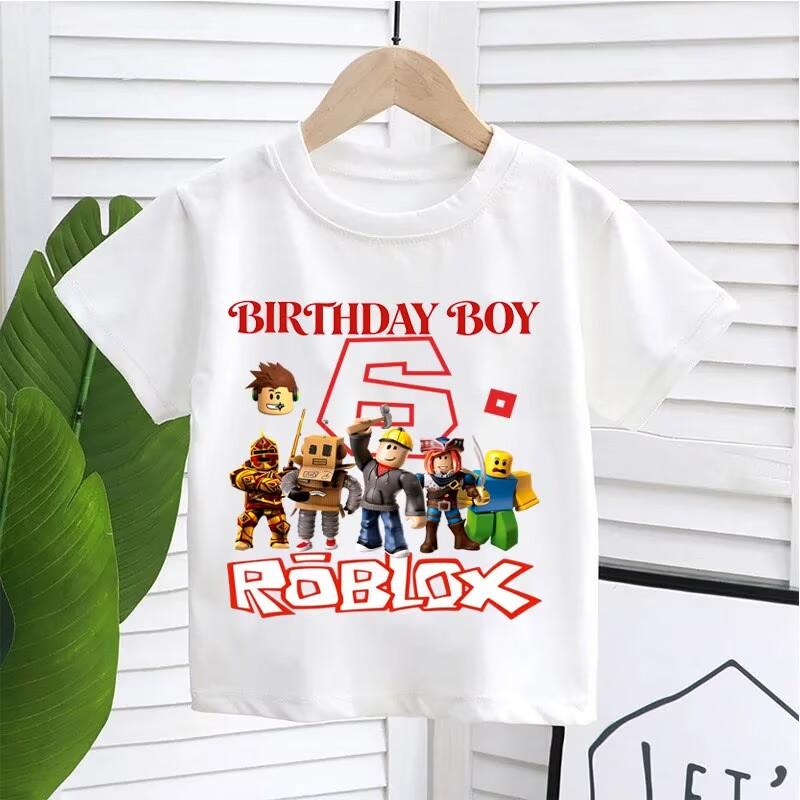 New Roblox Children T Shirts Cartoon Birthday Number Graphic T-shirts Boys Girls Casual Short Sleeves Tops Summer Kids Clothing