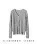 Women's 100% Pure Cashmere Striped V-Neck Knit Cardigan Sweater