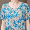 Elegant Dresses for Women Plus Size Loose Casual Vintage Print Long Dress With Sleeves Summer Middle-aged Women's Clothing