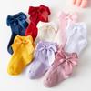 Lovely Baby Infant Girls Socks Kids Pure Color Pink Red Yellow Mesh Ruffle Socks Summer Cute Bow Knot Short Socks