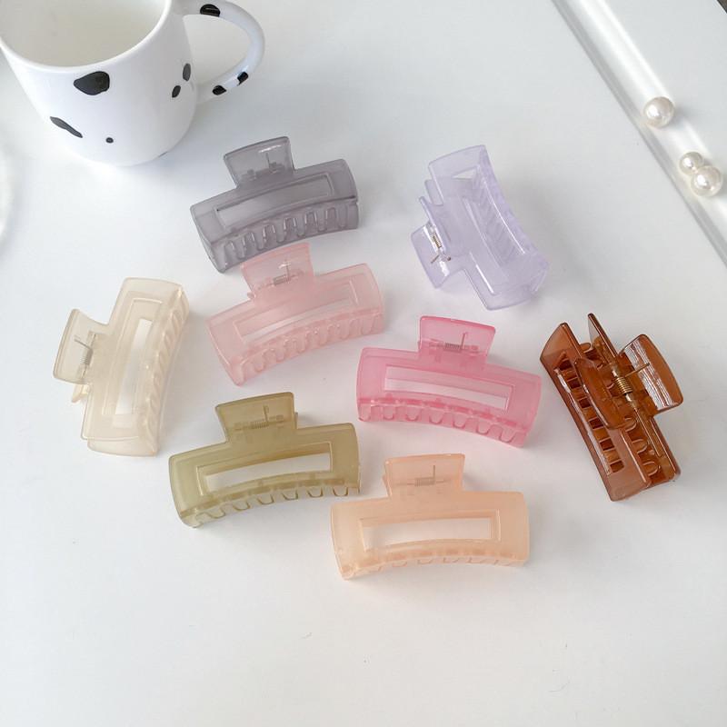 Stylish 8cm Pc Material Jelly Color Hair Claw Clip With Simple Geometric Design