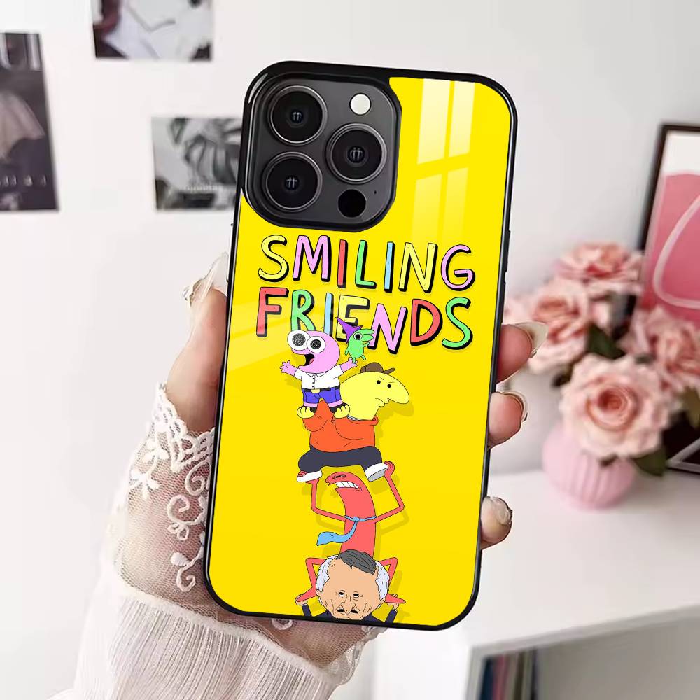 Cartoon S-Smiling friends Phone Case For iPhone 17 16 15 14 13 12  Pro Max Plus for Magsafe Mirror Wireless Magnetic Cover