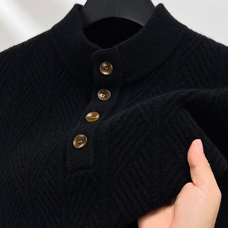 Herren Premium 100% Wolle Dicker Winterpullover mit Jacquard-Design