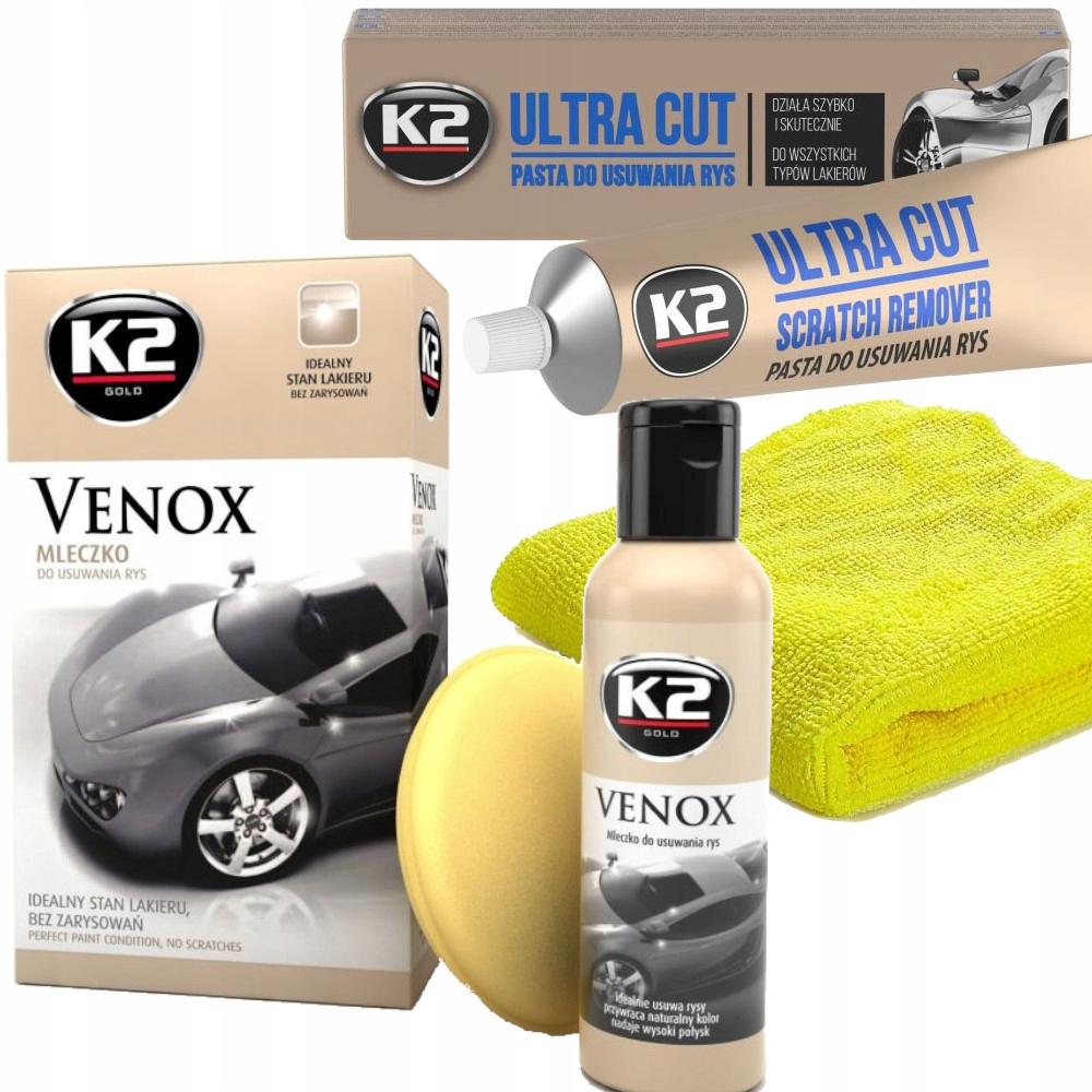 Zestaw Pasta + Mleczko K2 Do Usuwania Rys Zarysowań Na Rysy Ultra Cut Venox