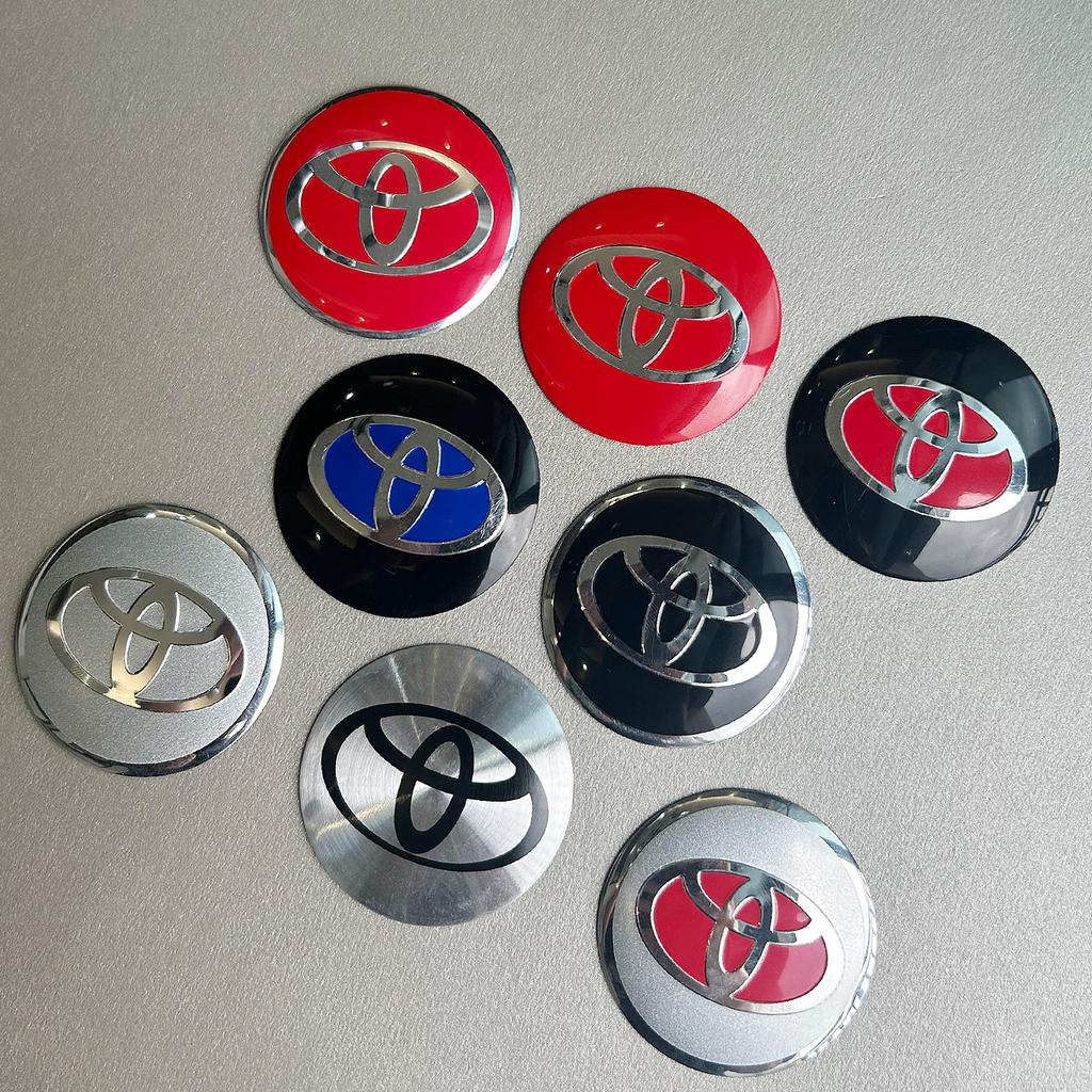 56MM Aluminum Alloy Car Logo Wheel Center Hub Cap Badge Sticker For Toyota Prado Rav4 Yaris Hilux Prius Corolla Camry Car‑Stylin