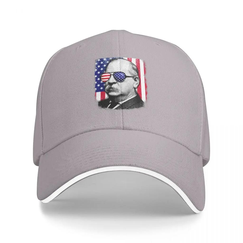 Grover Cleveland US flag TShirt 4th of July Baseball Cap Gentleman Hat Wild Ball Hat Hip Hop Women Hats Men's