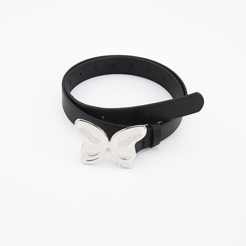 

Искусственный материал Кожа Металл Пряжка-бабочка Ремень Для Матча Женский серебряный