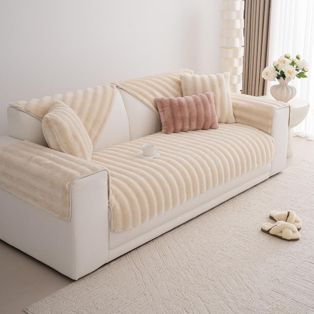 Shu Cotton Lint New Straight-Row Sofa Special Cushion Autumn And Winter Thickened Plush Seat Cushion Sofa Cover Towel