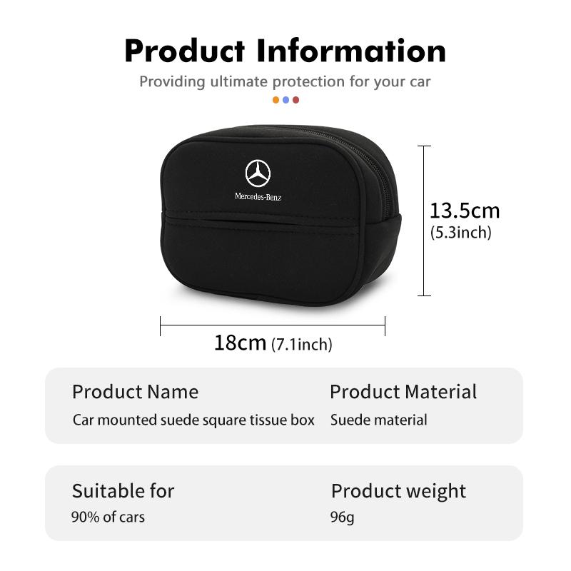 D6Car Mounted Tissue Holder Backseat Tissue Box With Fix Strap For Mercedes Benz C180 C300 W124 W176 W177 C200 C260 GLC CLE CLA