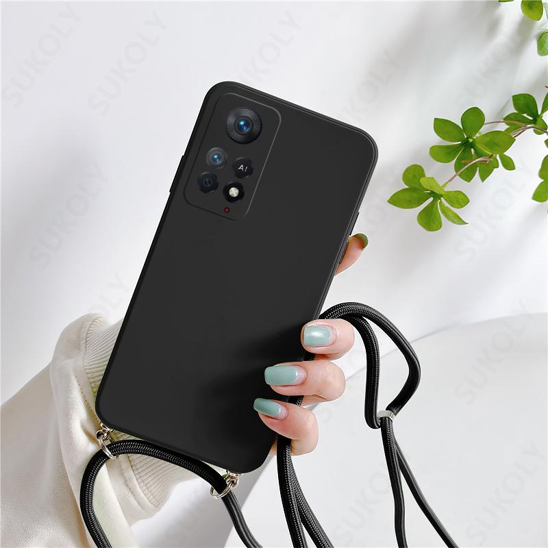 Soft TPU Silicone Lanyard Phone Case For Xiaomi 13T Redmi Note 11 12 13 Pro 5G 11T 13T Pro Poco X5 F6 Pro 11S Crossbody Cover