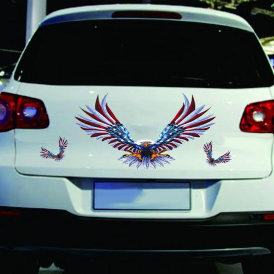4Pcs/Set Flying Eagle Car Decal USA Flag Auto Reflective Truck Sticker Decor