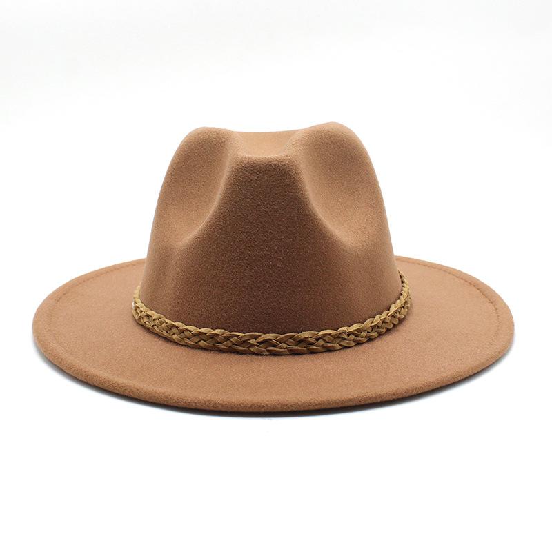 Woolen Jazz Hat Retro Classic Flat Hat Big Eaves Hat Top Hat Felt Hat