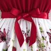 Girls' Butterfly Print Color Block Sleeveless Ruffle Dress with Belt