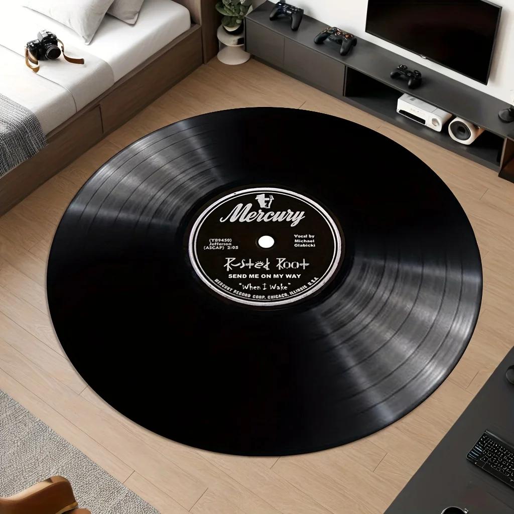 

Retro Vinyl Record Carpet, Non Slip, Machine Washable for Living Room, Bedroom, Bathroom, Office Decor - Fashionable Home Decor Diameter 60cm
