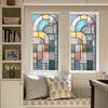 Geometric Window Privacy Film Stained Glass Style Privacy Protection Film Frosted Static Cling Waterproof Privacy Film for Bathroom Bedroom Kitchen