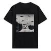 Funny Gangster Black and White Armed Cats Meme Graphic T Shirts Men Women Vintage Fashion Cotton Short Sleeve T-shirt