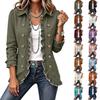 Cardigan da Donna a Maniche Lunghe con Bordi Arricciati e Bottoni, Maglione Casual Aperto Davanti per Donna