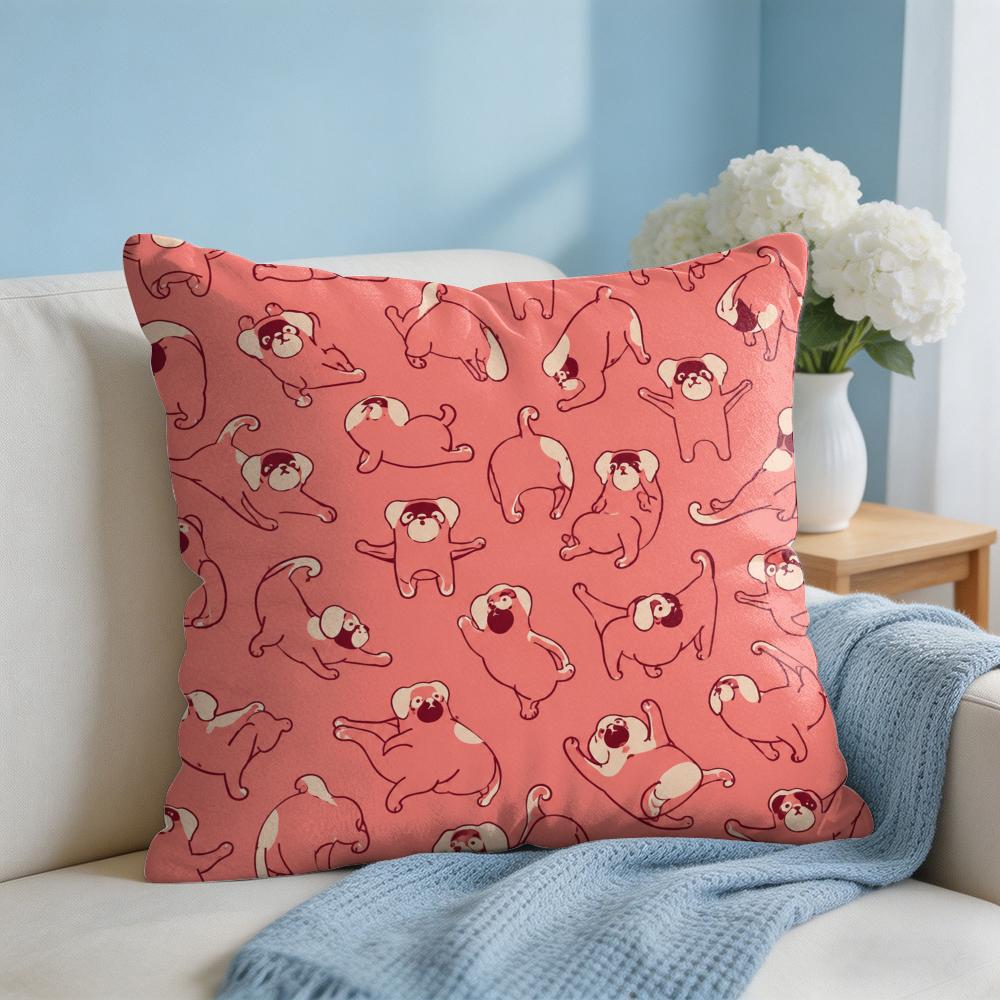Puppy Sketches Cushion Cover Short Plush Soft DoubleSided Printing Pillow Case Cozy Sofa Bedroom Home Decor Gift