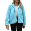 Women's Fashion Casual Stacked Lapel Single Button Fleece Sports Sweatshirt Jacket Outerwear