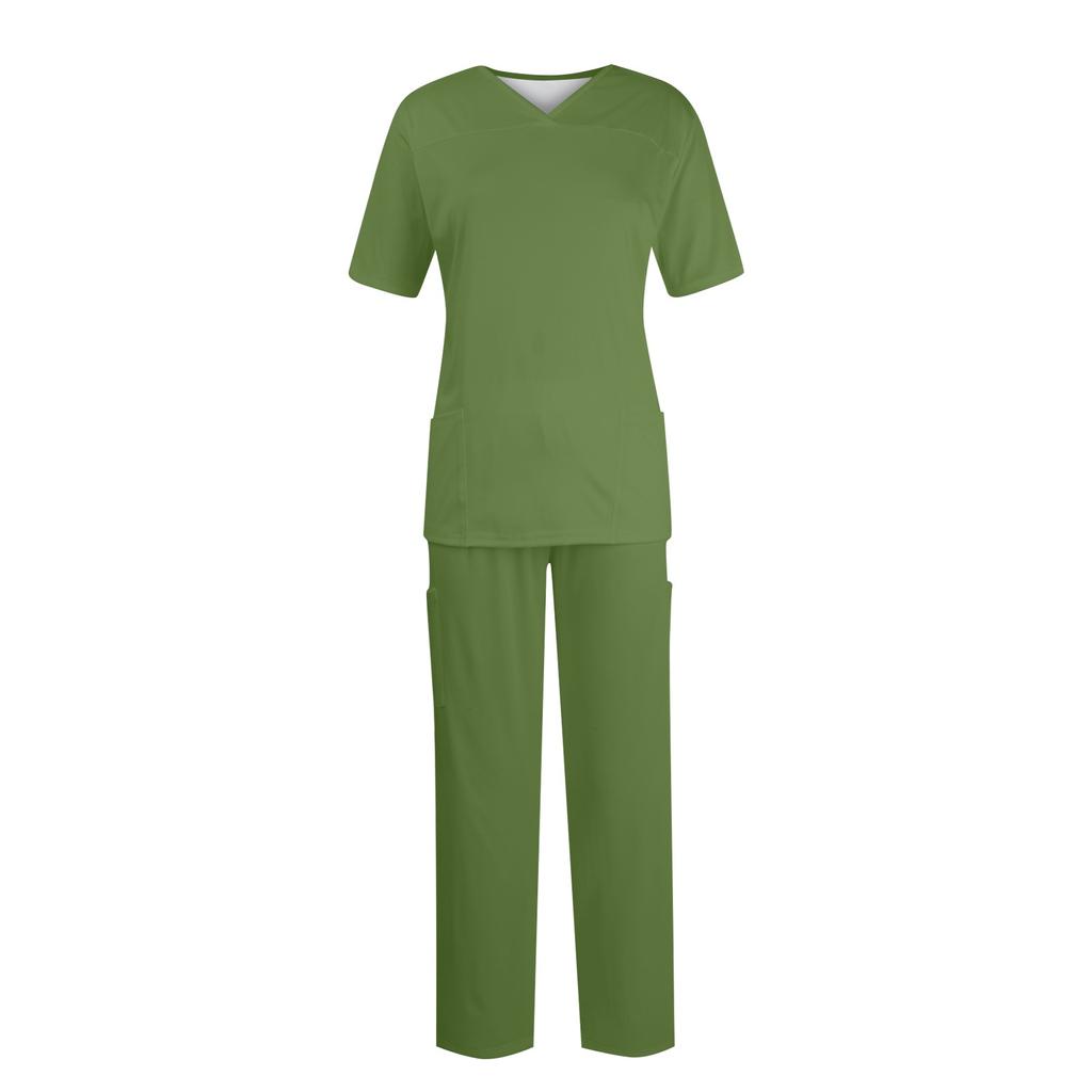 Women Short Sleeve V-neck Tops+Pants Working Set Suit Loose Casual Short Sleeve T Shirts Top And Long Pants Tracksuit