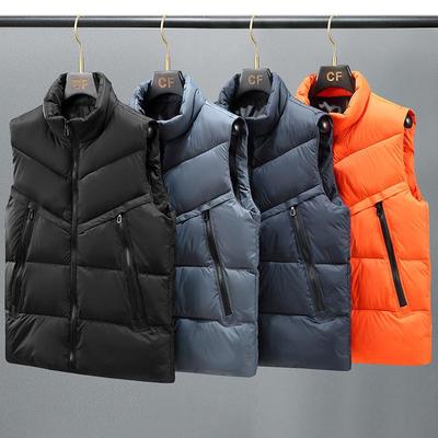 Gilet d'hiver tendance en coton pour homme grande taille - Veste sans manches tendance à col montant