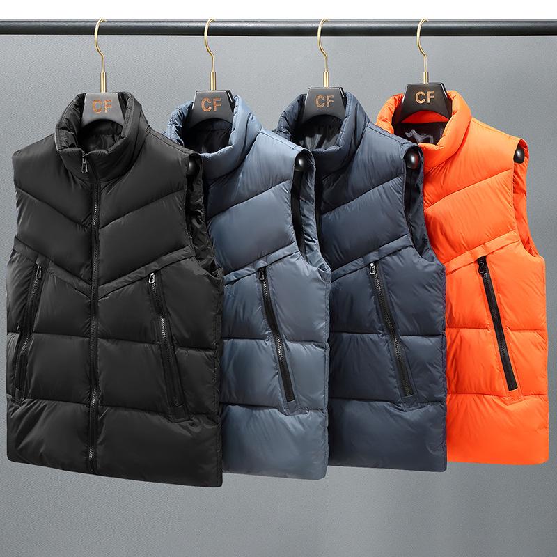 Men's Plus Size Winter Fashion Cotton Vest - Trendy Sleeveless Jacket with Stand Collar