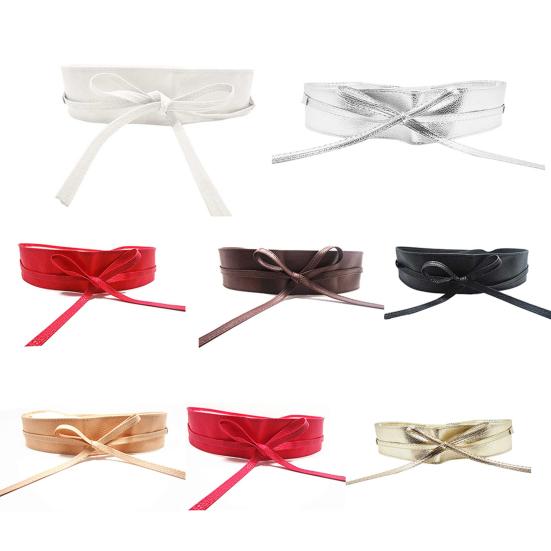 Waist Belt Firm Soft Faux Leather Self Tie Wide Waist Band for Women