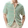 Summer Striped Wool Knit Polo Shirt for Men - SY0208