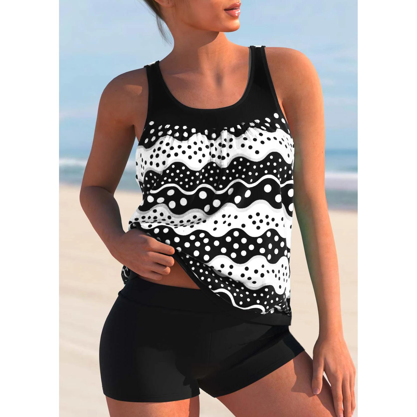 

Новинка 2023 года, пляжные купальники, летние женские модные купальники-танкини, модный дизайн, купальный костюм с принтом, женский комплект из двух предметов, монокини 5XL белый