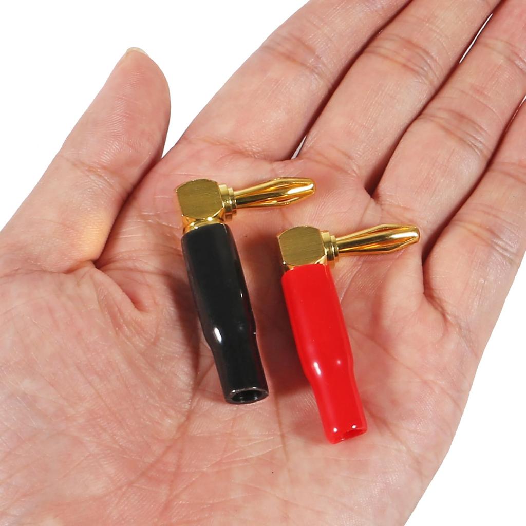 ACEIRMC 20pcs 4mm Inch Banana Right Angle 90 Degree Speaker Right Angle Banana Plugs for Speaker Wire Audio Connector Adapters and 0.15 Plugs,