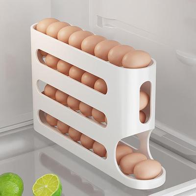 4 Warstwy Automatyczny Podajnik na Jajka Nowy Domowy Kuchenny Dedykowany Stojak na Jajka Oszczędzający Miejsce Duża Pojemność Organizer na Jajka