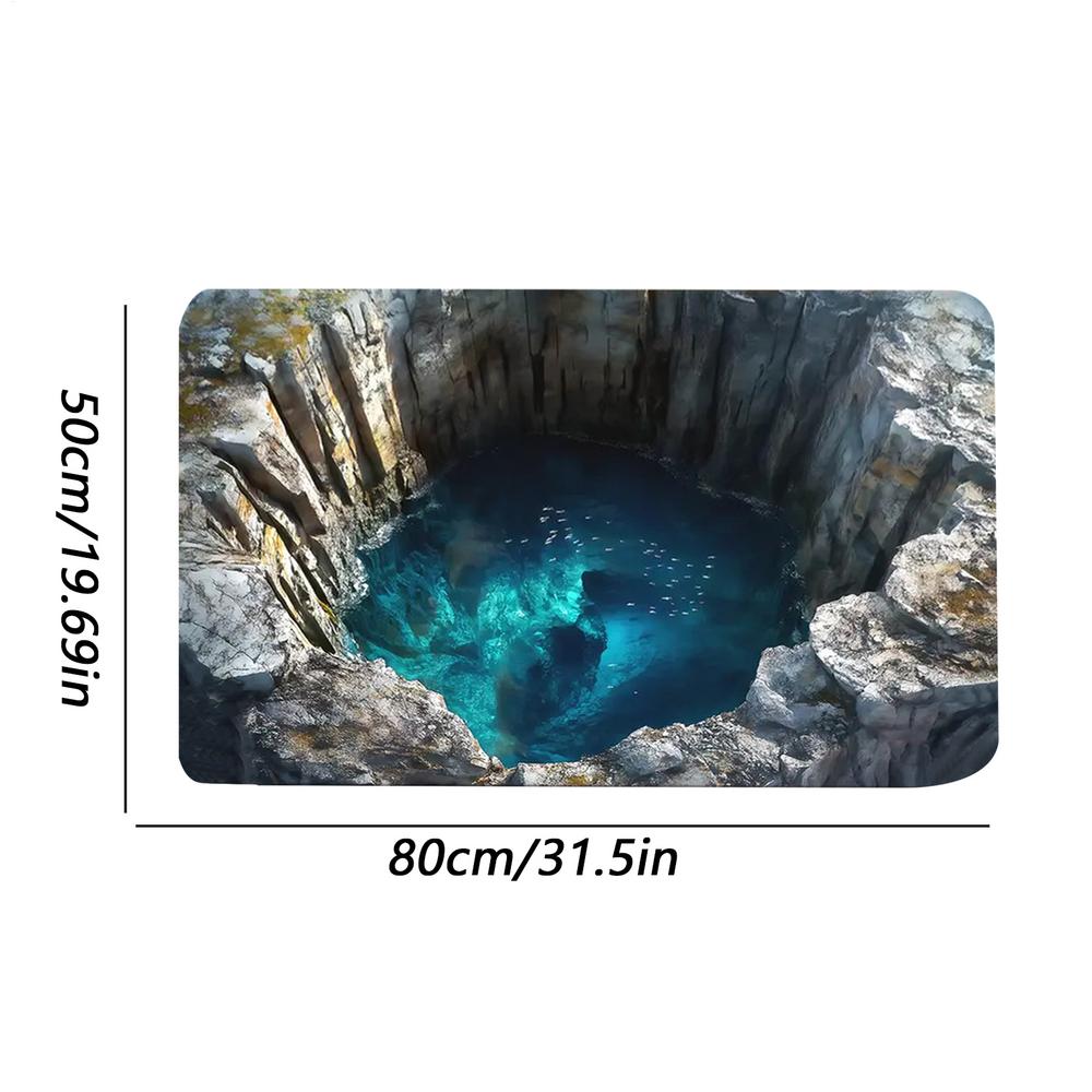 3D Optical Illusion Hole Rug Non Slip Carpet Easy Clean Pet Friendly Floor Mat for Living Room Hall Kitchen Bathroom Home Decor