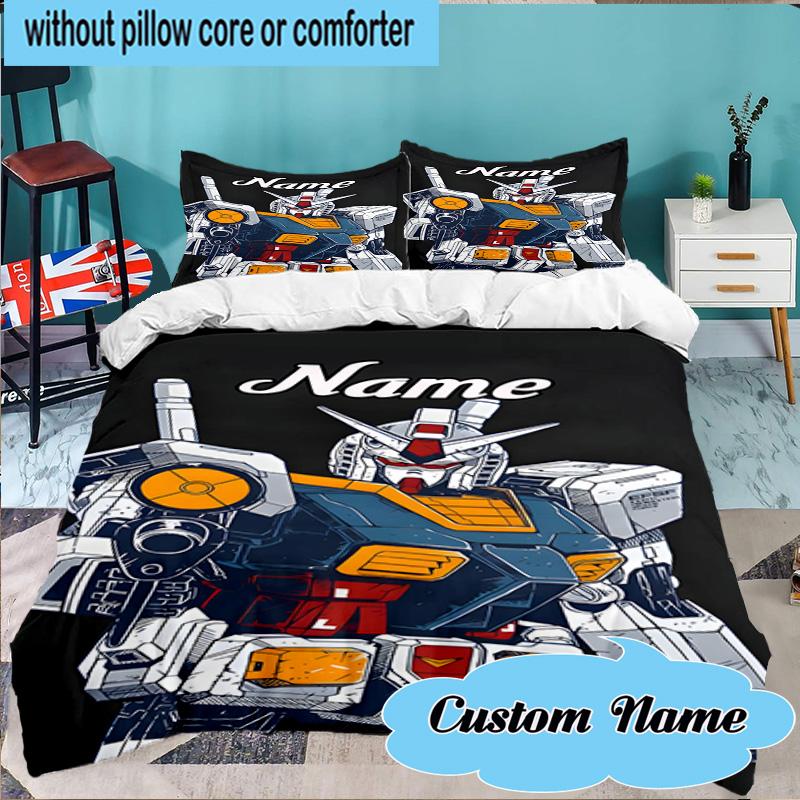 Custom Name 3PCS Robotic Warrior Adventure Bedding Set Including 1pc Duvet Cover And 2pcs Pillowcases for Bedroom, Dormitory Gift Home Decor