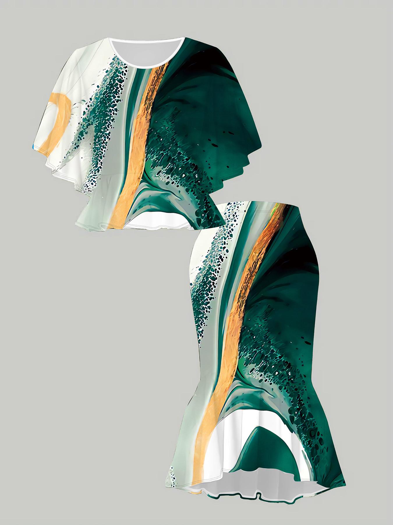 

Женский принт «Классический тотем», напечатанный на 3D-принтере, модный, большого размера, элегантный, универсальный для всех сезонов. Футболка, Юбка и Комплект 6XL