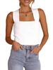 Women's Square Neck Knit Tank Top Sleeveless Fitted Sweater Shirt Summer Casual