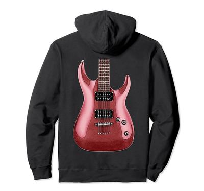 Red Electric Guitar Body Colored Pencil Drawing Graphic Hoodie