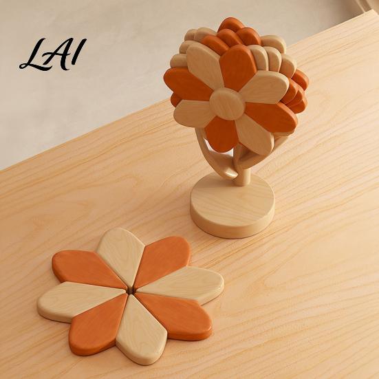 Farmhouse Kitchen Decor Accessories Sunflower Trivets for Hot Dishes Heat Resistant Beech Wood Pot Holder Natural Trivet Set Decorative Tree