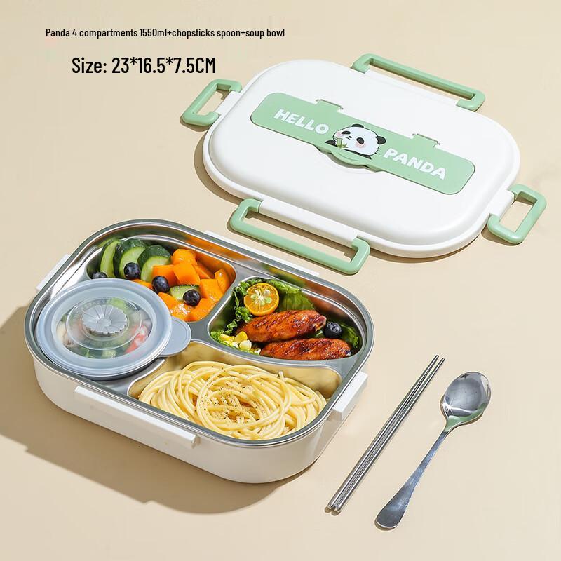 LEXIAOMAN 304 Stainless Steel Insulated Divided Lunch Box