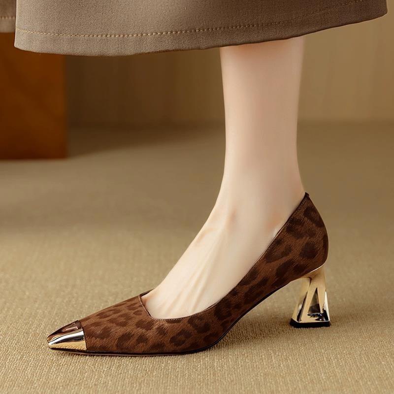 

French Temperament High Heels Women s 2025 Spring New Shallow Single Shoe Leopard Print 34