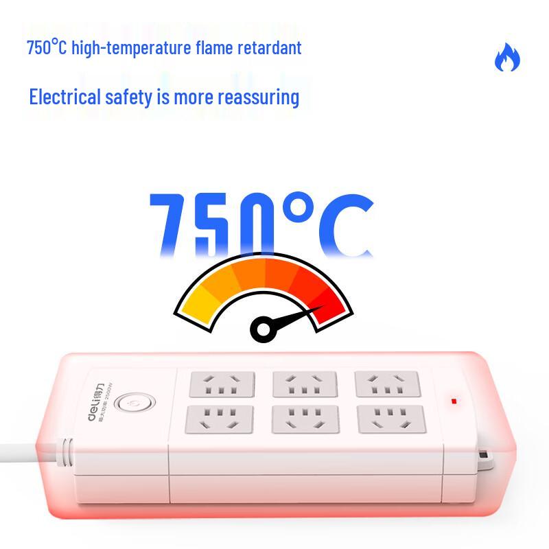 Deli New National Standard Safety Power Strip with Master Switch CN Plug (adapter Included)