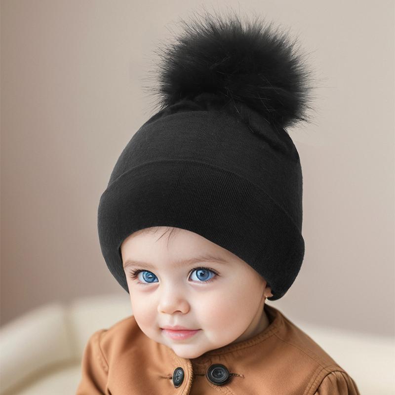 Baby Winter Warm Hats Toddler Pom Pom Beanie Knit Soft Caps For Boys Girls Cotton Elastic Children Bonnet Hat Beanies Girls Caps