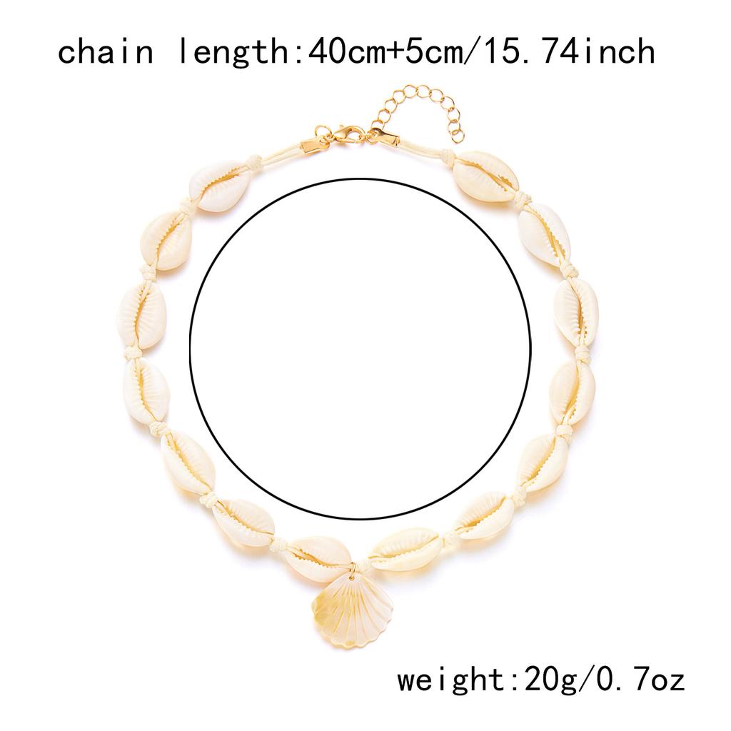 1PC Summer Hot Sale Jewelry Simple Scallop Pendant Necklace Women's Versatile Hand-woven Collarbone Chain Women