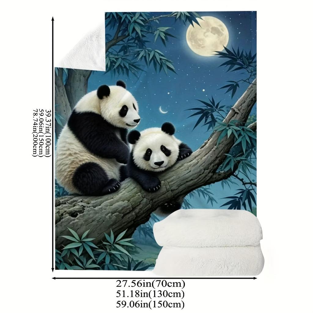 Moonlight Panda Print Blanket - Ultra Soft Gift for Boys/Girls, Perfect for Bed/Sofa Decor, All-Season Cozy Throw