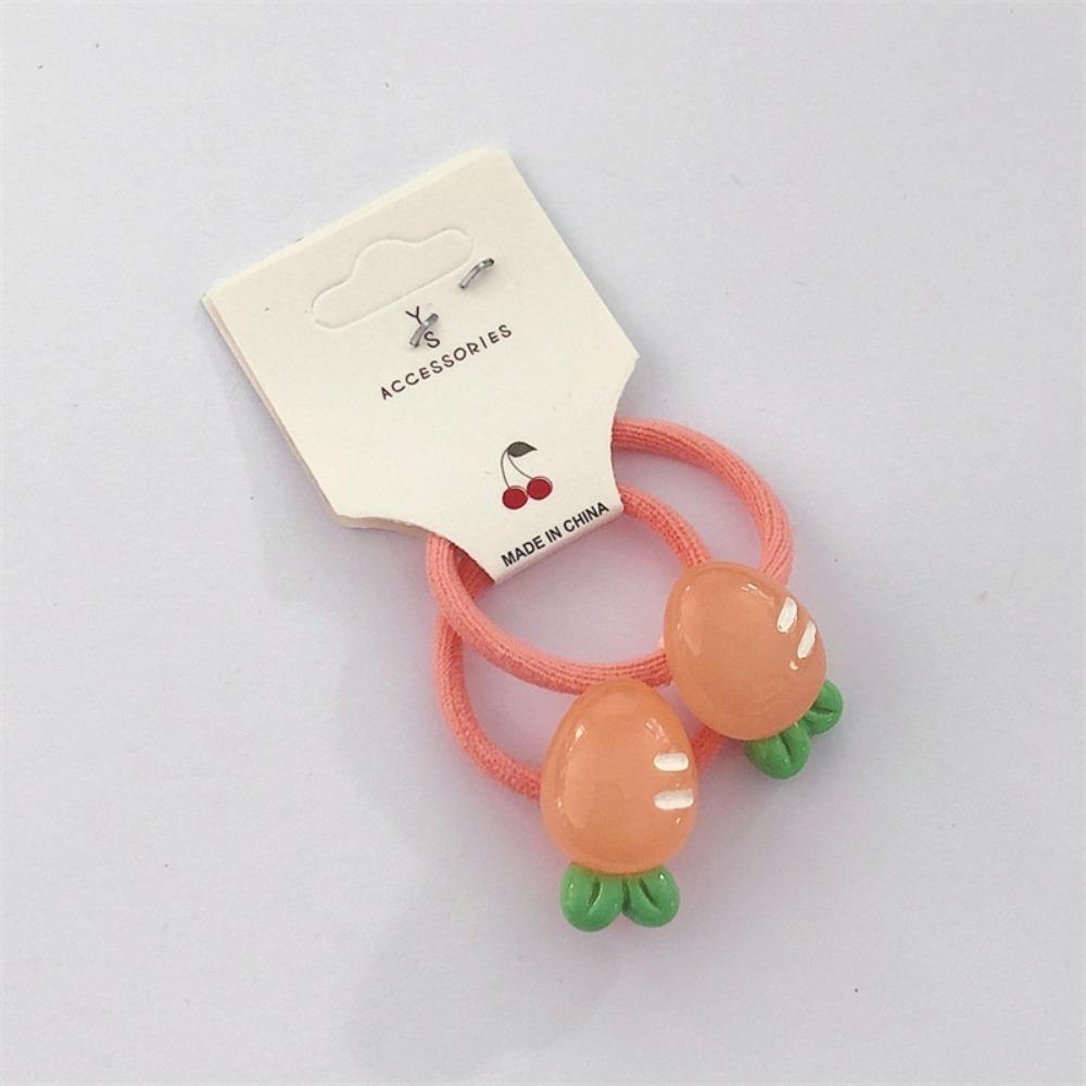 2PCS Resin Hair Band Semi Transparent Braid Rubber Ties Trendy Elastic Hair Band