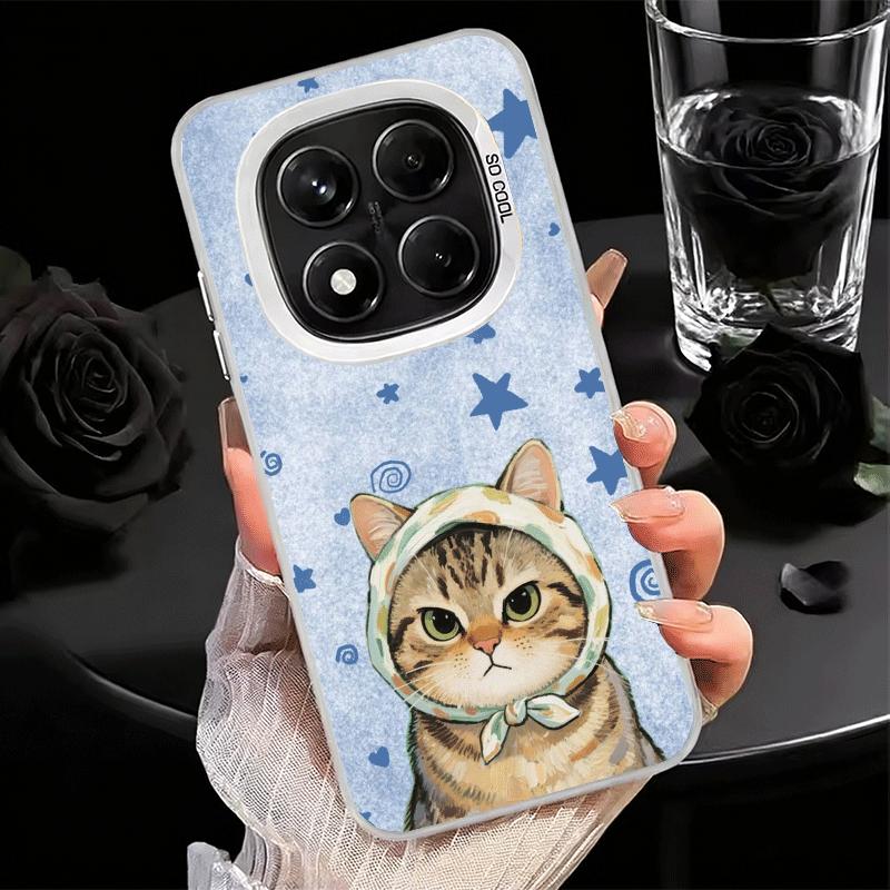 Cute Floral Headscarf Kitten Soft Phone Case for Xiaomi Redmi Note 13 14 15 Pro Plus 12S 12 11S 11 11T 10S 10 Shockproof Cover B