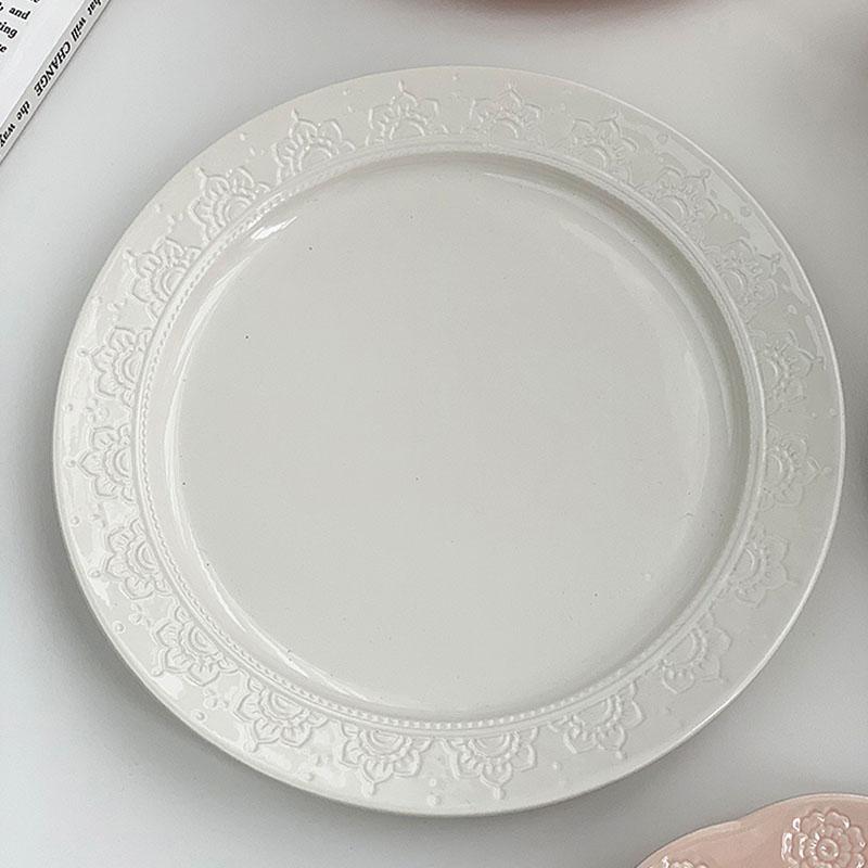 Floral Relief Dinner Dish French New Ceramic Exquisite Underglazed Colour Kitchen Tableware Aesthetic 8~10 Inch Food Plates